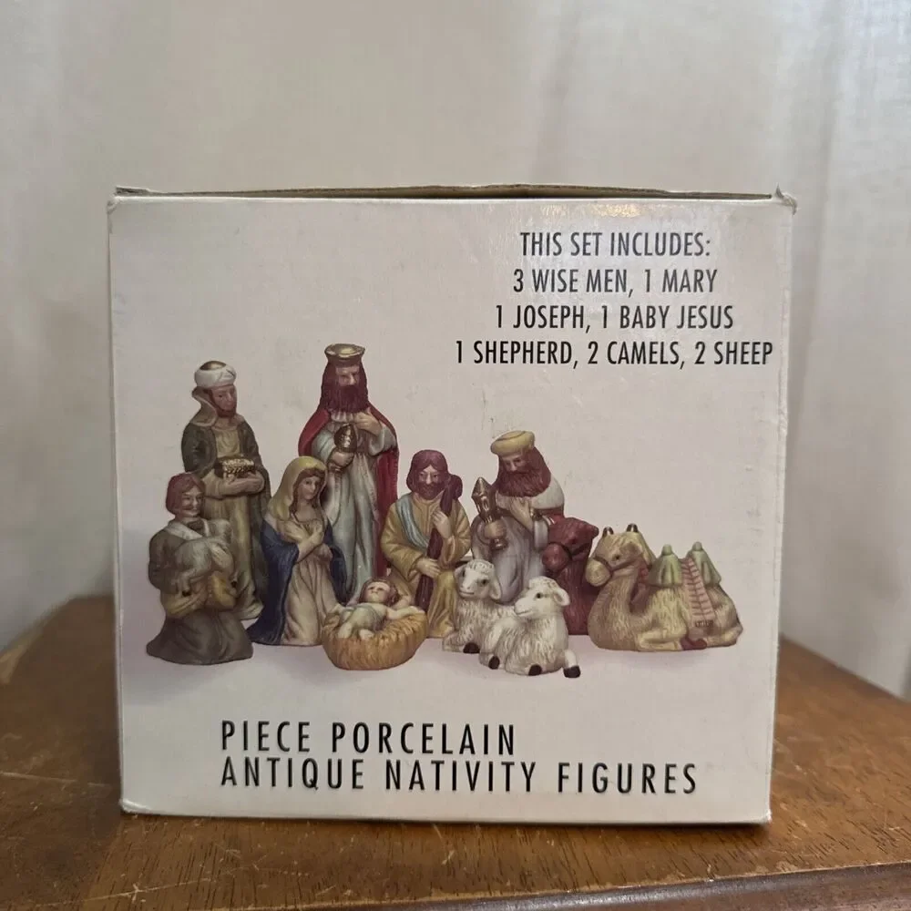 Vintage Seasonal Specialties Classic Ceramic Nativity 11pc Nativity Set With Box